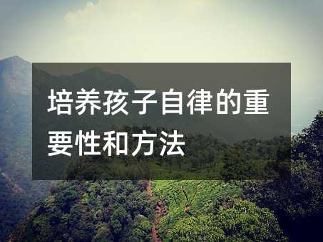 培养孩子自律的重要性和方法