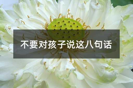 不要对孩子说这八句话