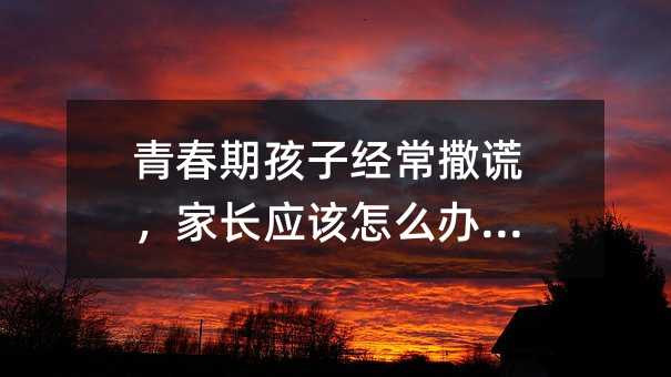 青春期孩子经常撒谎,家长应该怎么办呢?