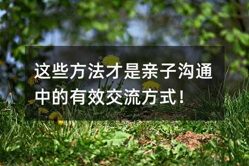 这类办法才是亲子交流中的有效交流方法！