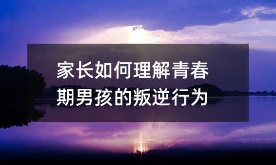 父母怎么样理解青春期男生的不听话行为