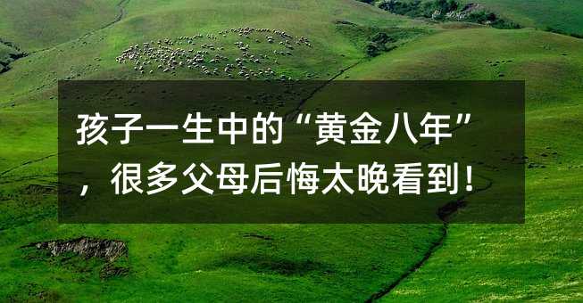 孩子一生中的“黄金八年”,很多父母后悔太晚看到!