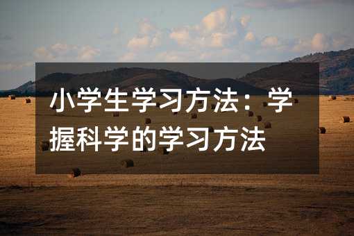 小学生学习方法:学握科学的学习方法