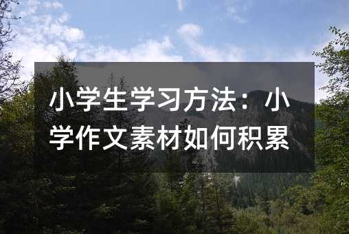 小学生学习方法:小学作文素材如何积累