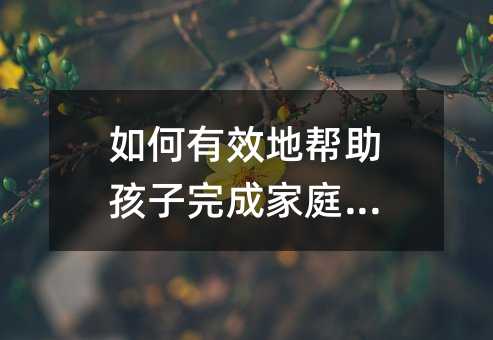 如何有效地帮助孩子完成家庭作业