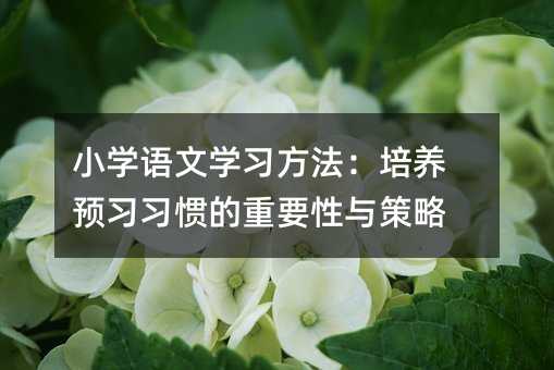 小学语文学习方法:培养预习习惯的重要性与策略
