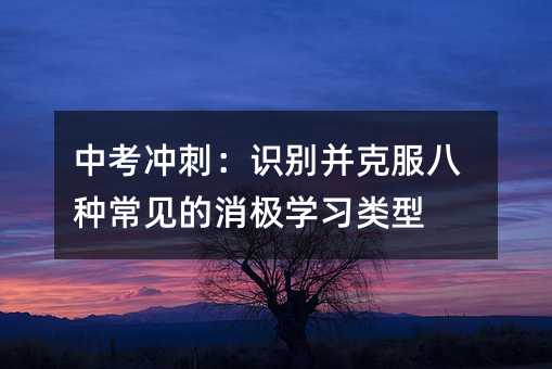 中考冲刺：识别并克服八种常见的消极学习类型