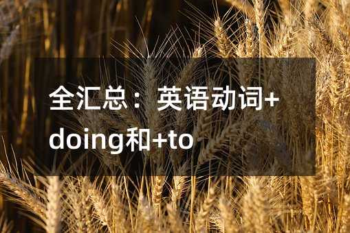全大全：英语动词+doing和+to do 句型