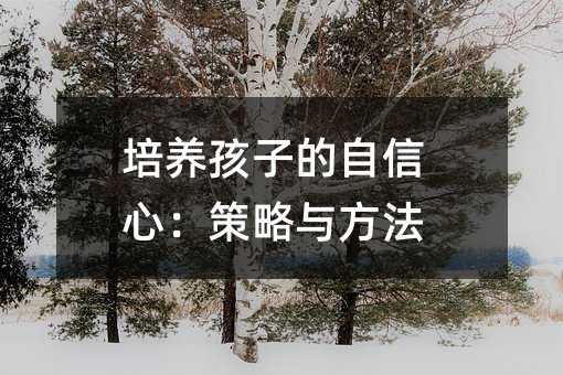 培养孩子的自信心:策略与方法