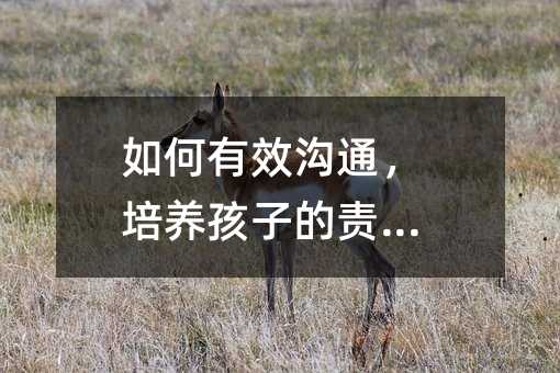 如何有效沟通,培养孩子的责任感