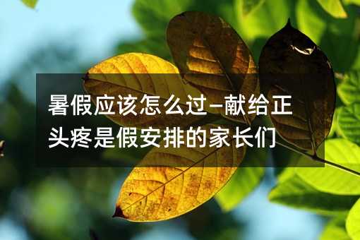 暑假应该怎么过—献给正头疼是假安排的家长们