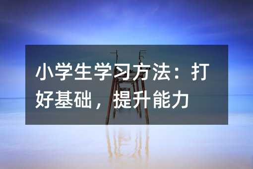 小学生学习方法:打好基础,提升能力