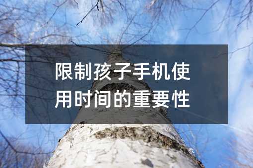限制孩子手机使用时间的重要性