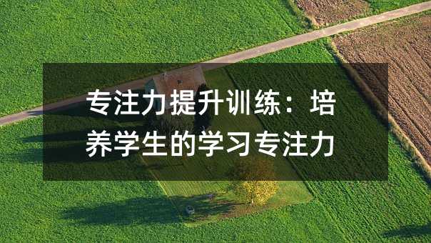 专注力提升训练:培养学生的学习专注力