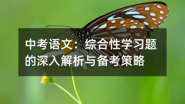 中考语文:综合性学习题的深入解析与备考策略