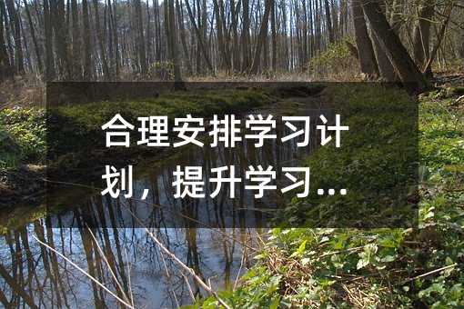 合理安排学习计划，提高学习效率