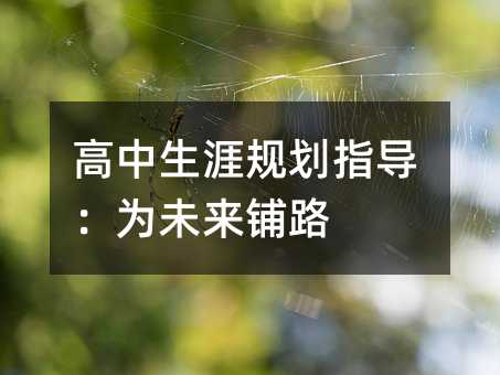 高中生涯规划指导:为未来铺路