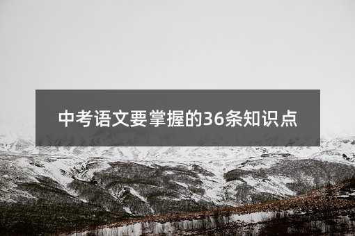 中考语文要掌握的36条知识点