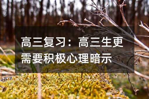 高三復(fù)習(xí):高三生更需要積極心理暗示