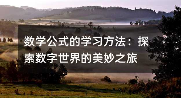 数学公式的学习方法:探索数字世界的美妙之旅