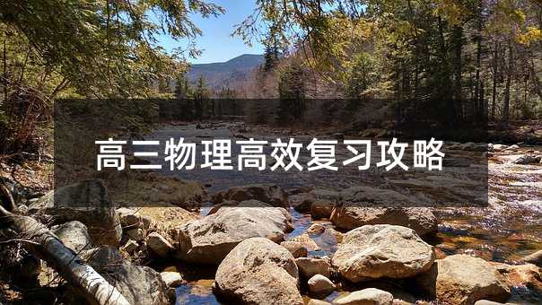 高三物理高效复习攻略