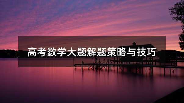 高考数学大题解题策略与技巧