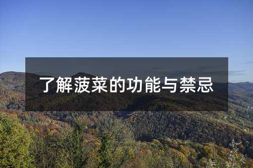 了解菠菜的功能与禁忌