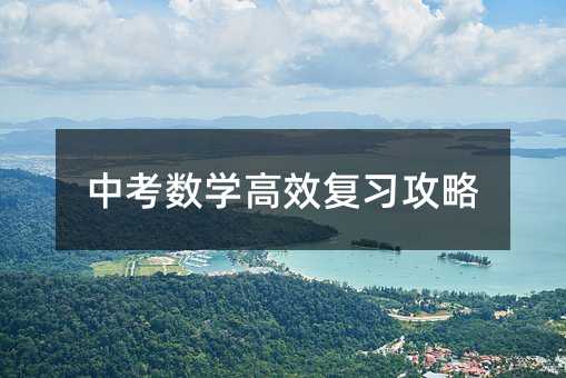 中考数学高效复习攻略