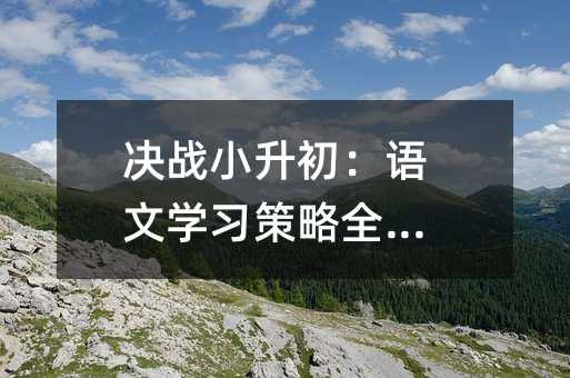 决战小升初:语文学习策略全解析