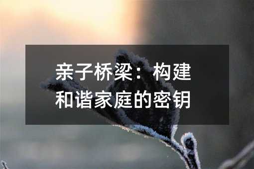 亲子桥梁:构建和谐家庭的密钥