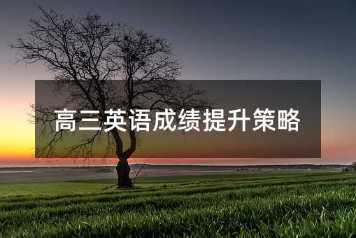 高三英语成绩提升策略
