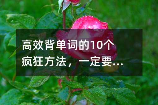 高效背单词的10个疯狂办法，必须要试一试！