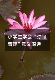 小学生掌握“时间管理”意义深远