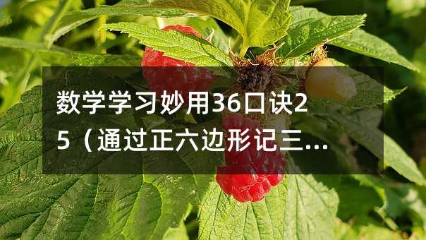 数学学习妙用36口诀25