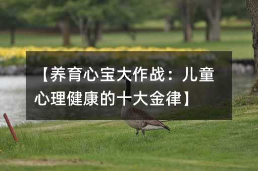 【养育心宝大作战:儿童心理健康的十大金律】
