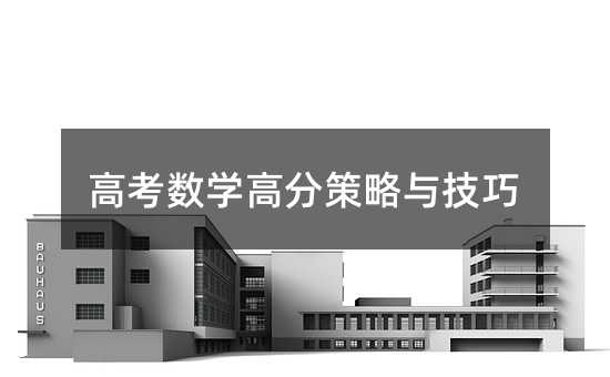 高考数学高分策略与技巧