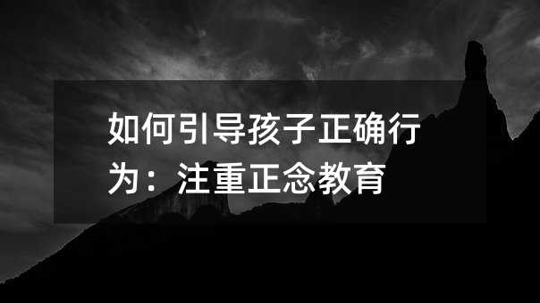 怎么样引导孩子正确行为：重视正念教育