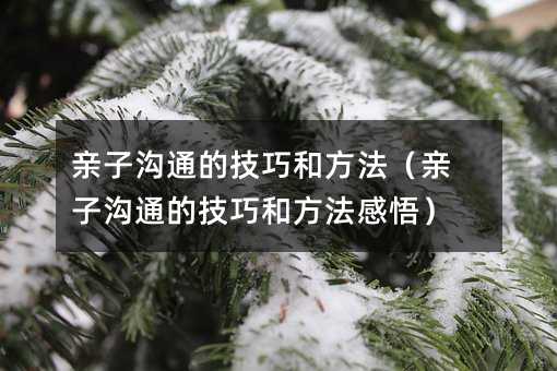 亲子交流的方法和办法