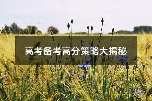 高考备考高分策略大揭秘
