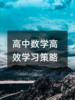 高中数学高效学习策略