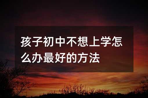 孩子初中不想上学怎么办最好的方法
