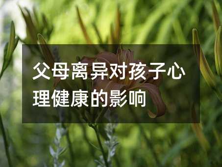 父母离异对孩子心理健康的影响
