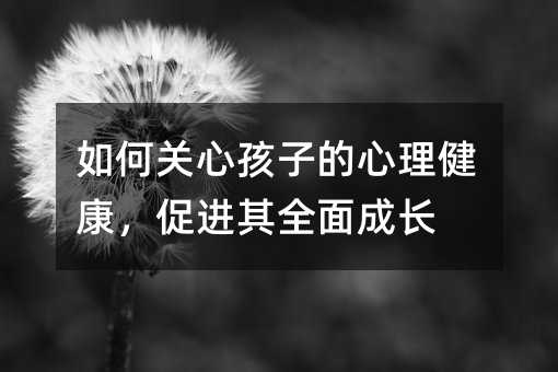 如何关心孩子的心理健康,促进其全面成长