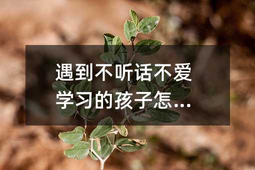 遇到不听话不爱学习的孩子怎么办