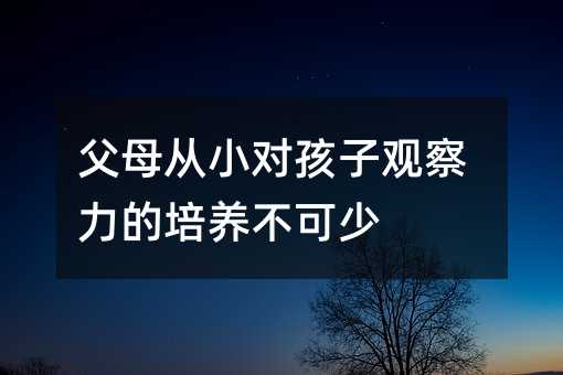 父母从小对孩子观察力的培养不可少