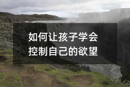 怎么样让孩子掌握控制我们的欲望