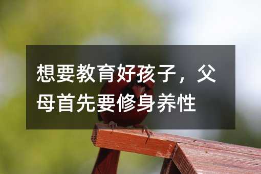 想要教育好孩子,父母首先要修身养性
