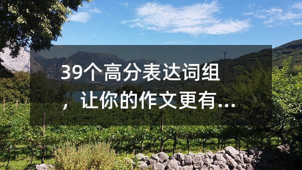 39个高分表达词组，叫你的作文更有逼格！