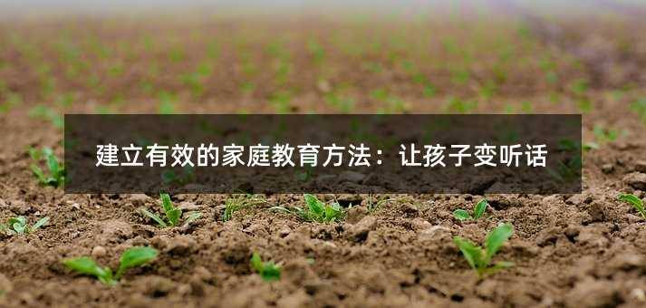 建立有效的家庭教育方法:让孩子变听话