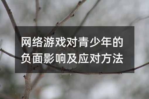 网络游戏对青少年的负面影响及应对方法